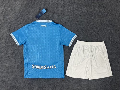 with Scudetto Patch Adult Uniform 2025-2026 Calcio Napoli Home Soccer Jersey Shorts Football Set