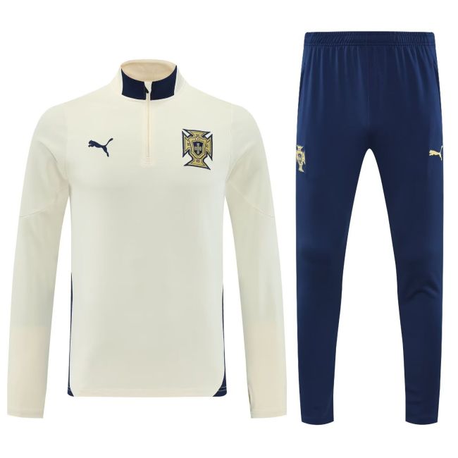 2025-2026 Portugal Light Yellow Soccer Training Sweater and Pants Football Kit