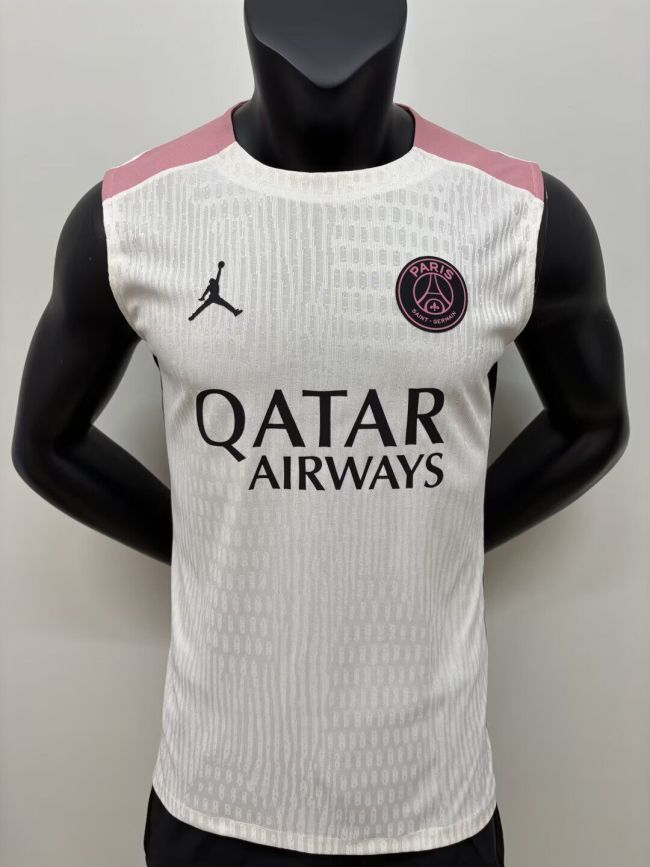 Player Version 2025-2026 PSG White Red Soccer Vest Paris Vest