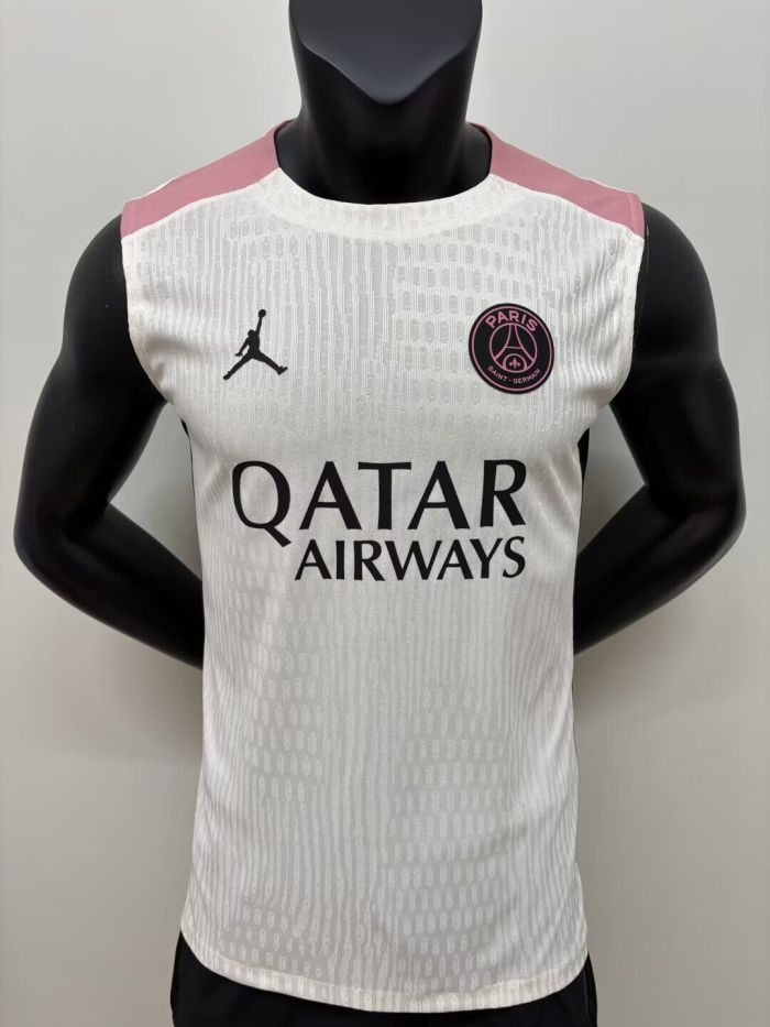 Player Version 2025-2026 PSG White Red Soccer Vest Paris Vest