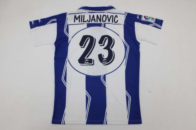 with LFP Patch Retro Jersey 1997-1998 Hércules CF MILJANOVIC 23 Home Soccer Jersey Hercules Football Shirt