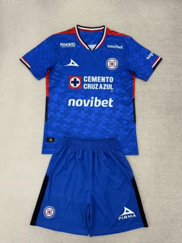 Youth Uniform Kids Kit Cruz Azul 2025-2026 Home Soccer Jersey Shorts Child Football Set