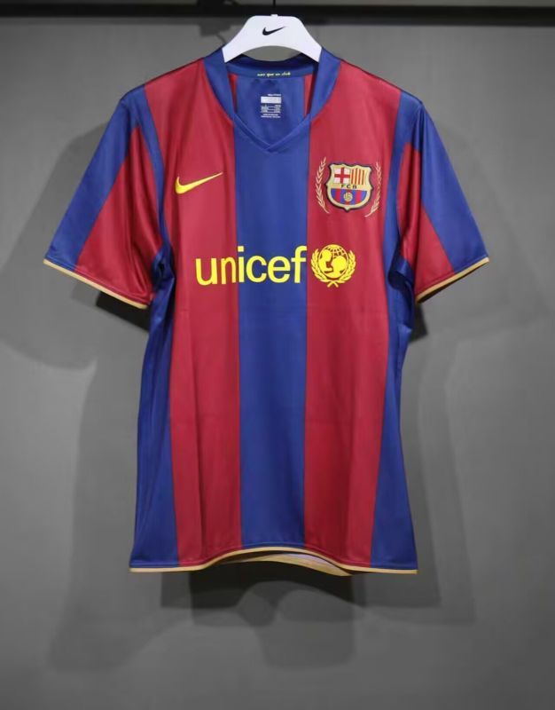 Player Version Retro Jersey 2007-2008 Barcelona Home Soccer Jersey