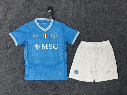 with Scudetto Patch Adult Uniform 2025-2026 Calcio Napoli Home Soccer Jersey Shorts Football Set