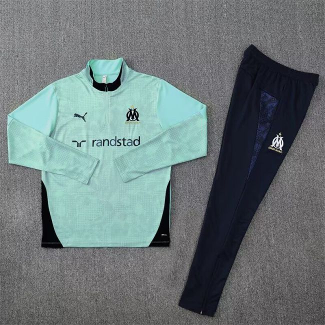 2025-2026 Marseille Green Soccer Training Sweater and Pants Football Kit