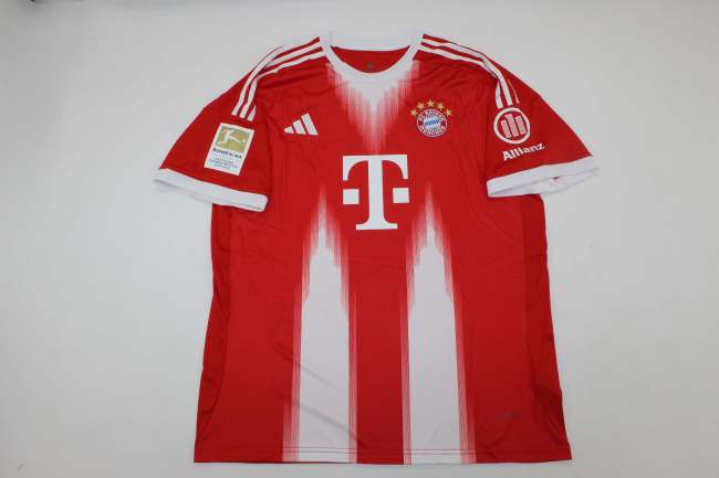 with Bundesliga Patch Fan Version 2025-2026 Bayern Munich Home Soccer Jersey Bayern Munchen Red/White Football Shirt