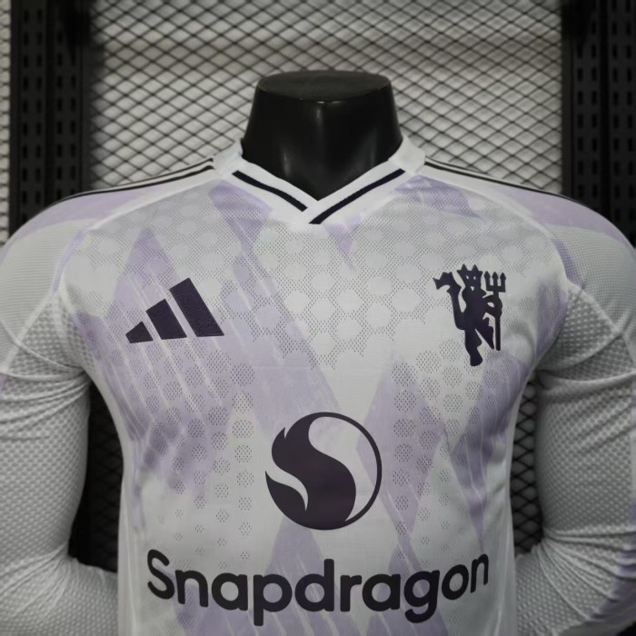 Long Sleeve Player Version 2025-2026 Manchester United Away Soccer Jersey Man United Football Shirt