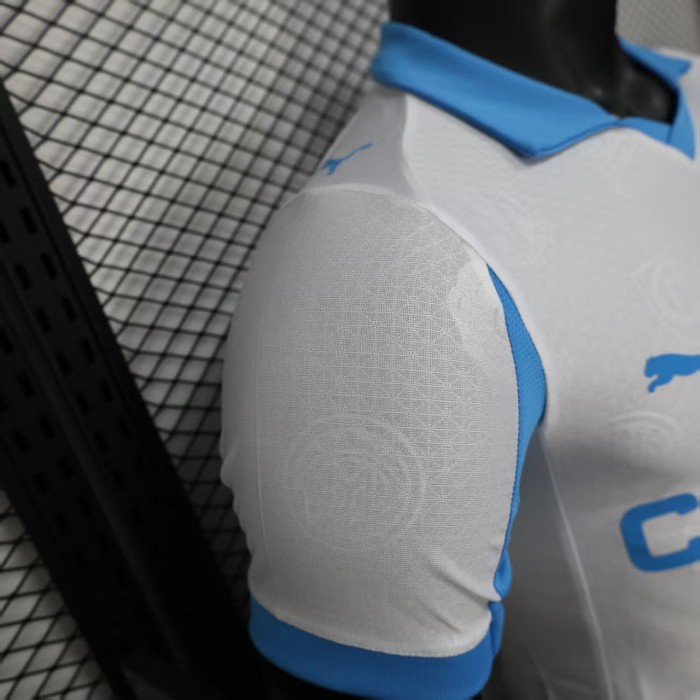 Player Version 2025-2026 Olympique de Marseille Home Soccer Jersey White Football Shirt