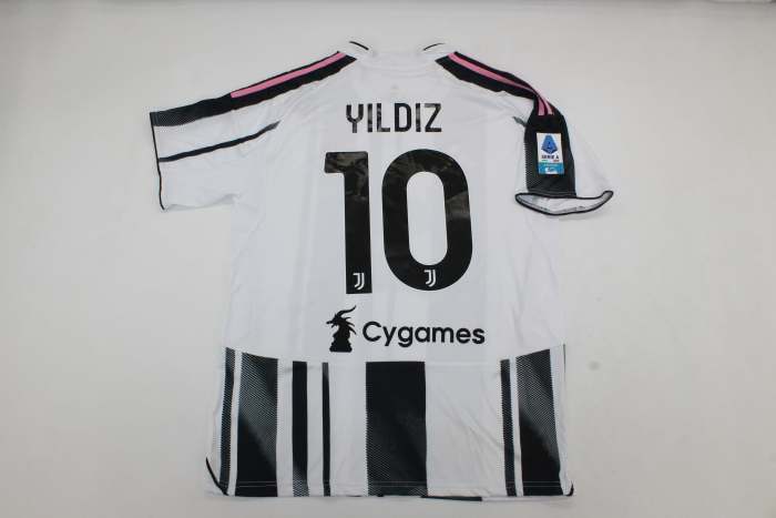 with Sponor Logo+Serie A Patch Maillot Juve Shirt Fans Version 2025-2026 Juventus YILDIZ 10 Home Soccer Jersey Football Shirt