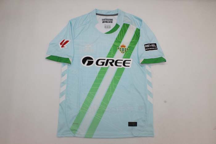 with LALIGA Patch Fans Version 2025-2026 Real Betis Away Blue Soccer Jersey Football Shirt