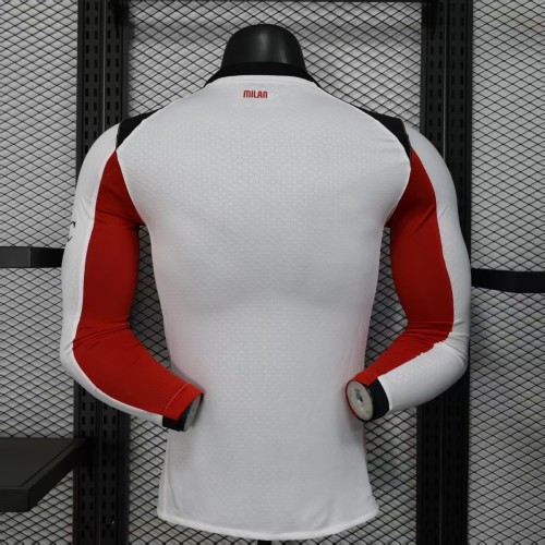Long Sleeve Player Version 2025-2026 AC Milan Away White Soccer Jersey AC Football Shirt