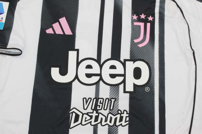 with Sponor Logo+Serie A Patch Maillot Juve Shirt Fans Version 2025-2026 Juventus Home Soccer Jersey Football Shirt