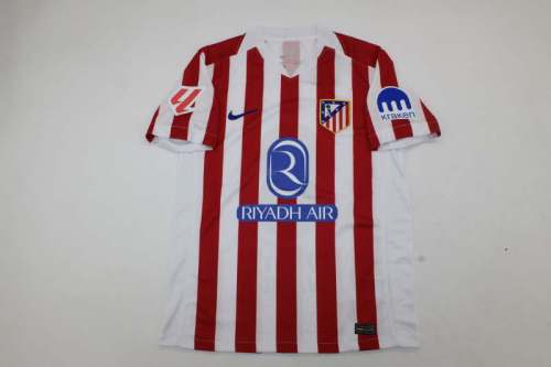 with LALIGA Patch Fan Version 2025-2026 Atletico Madrid Home Soccer Jersey Football Shirt