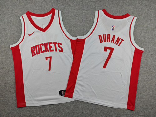 Youth/Kids Houston Rockets DURANT 7 White Basketball Shirt Child NBA Jersey