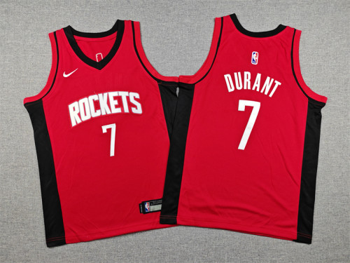 Youth/Kids Houston Rockets DURANT 7 Red Basketball Shirt Child NBA Jersey