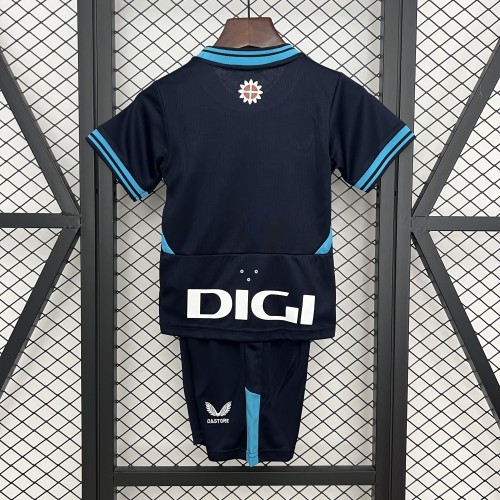 Youth Uniform Kids Kit 2025-2026 Athletic Bilbao Away Dark Blue Soccer Jersey Shorts Child Football Set