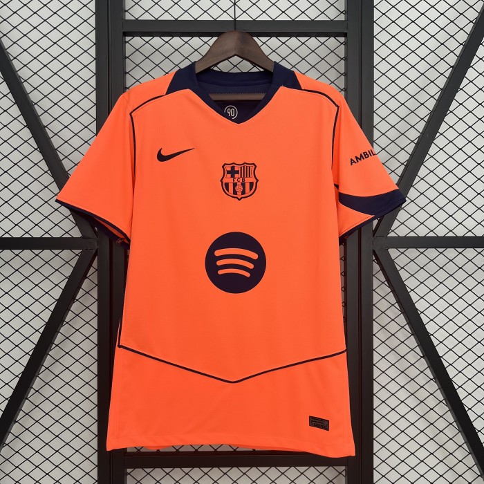 Barca Camisetas de Futbol Fans Version 2025-2026 Barcelona Third Away Orange Soccer Jersey