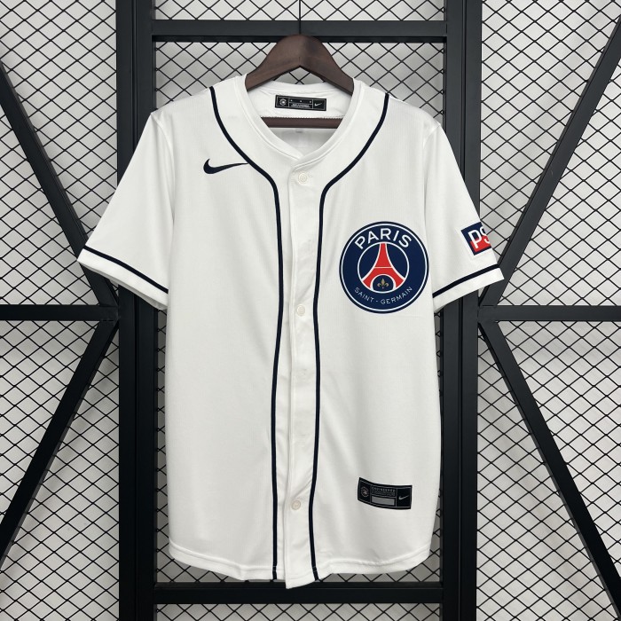 2025-2026 PSG White MLB Jersey Paris Saint-Germain Baseball Shirt