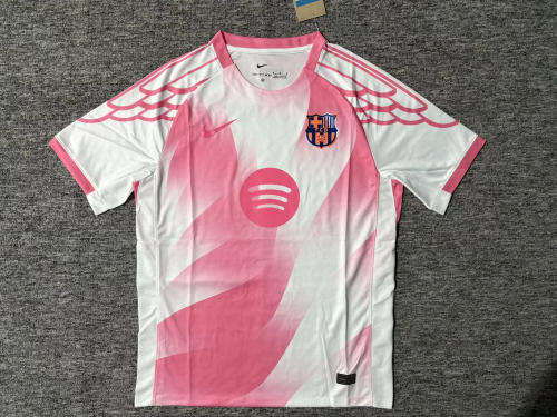 Barca Camisetas de Futbol Fans Version 2025-2026 Barcelona White/Pink Soccer Jersey
