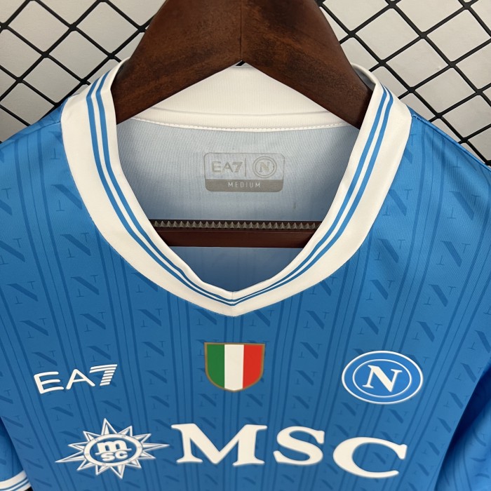 with Scudetto Patch Fan Version 2025-2026 Calcio Napoli Home Football Shirt Napoles Soccer Training Jersey