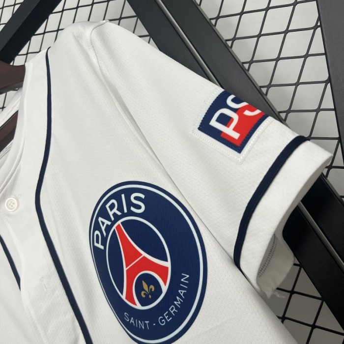2025-2026 PSG White MLB Jersey Paris Saint-Germain Baseball Shirt