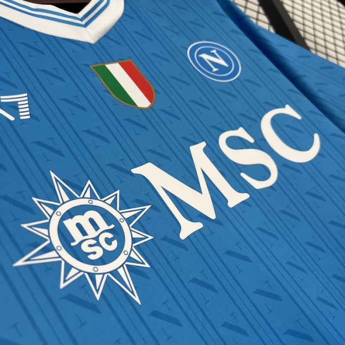 with Scudetto Patch Fan Version 2025-2026 Calcio Napoli Home Football Shirt Napoles Soccer Training Jersey