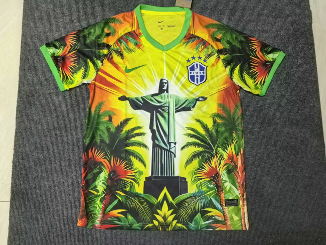 Fan Version 2025 Brazil Yellow Jesus Edition Soccer Jersey Brasil Camisetas de Futbol