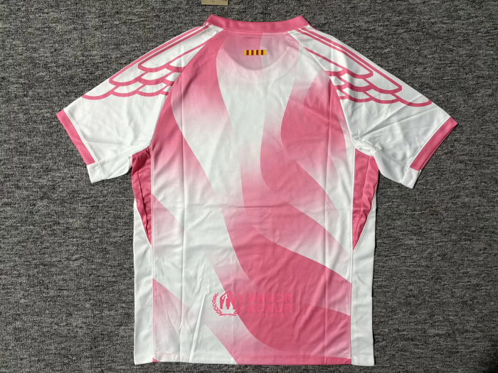 Barca Camisetas de Futbol Fans Version 2025-2026 Barcelona White/Pink Soccer Jersey
