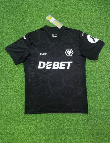 Fan Version Wolves Jersey 2025-2026 Wolverhampton Wanderers Black Goalkeeper Football Shirt Soccer Jersey