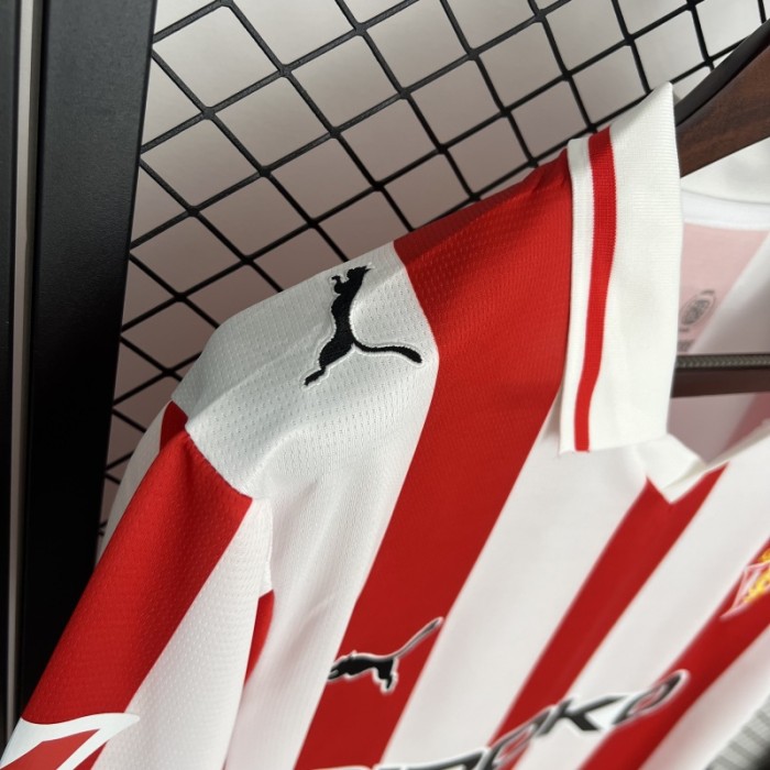 with LALIGA Patch Fans Version 2025-2026 Sporting Gijon Home Soccer Jersey Football Shirt