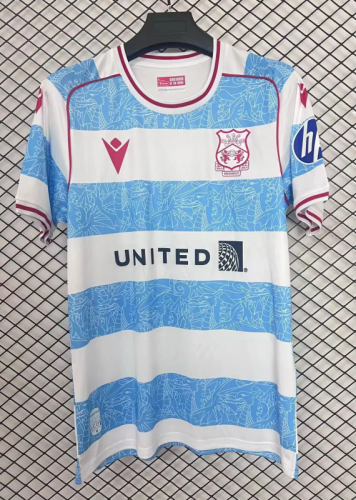 Fan Version 2025-2026 Wrexham Third Away White/Blue Soccer Jersey Football Shirt