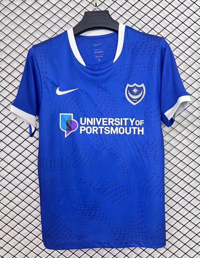 Fan Version 2025-2026 Portsmouth Home Soccer Jersey Football Shirt