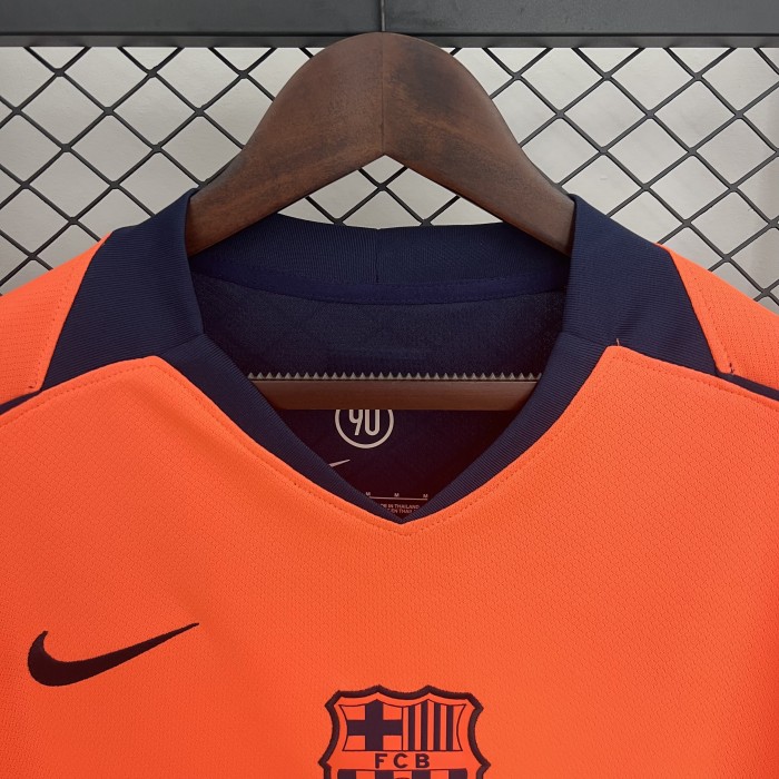 Barca Camisetas de Futbol Fans Version 2025-2026 Barcelona Third Away Orange Soccer Jersey