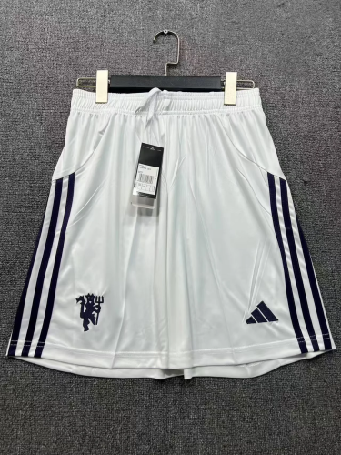 Fan Version 2025-2026 Manchester United Away White Soccer Shorts Football Shorts