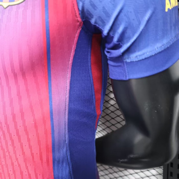 without Sponor Logo Barca Camisetas de Futbol Player Version 2025-2026 Barcelona Home Soccer Jersey