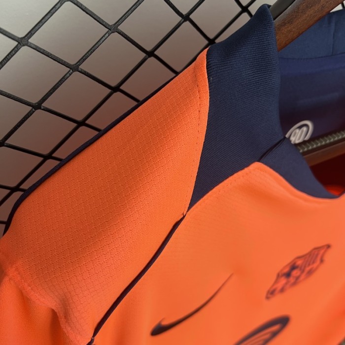 Barca Camisetas de Futbol Fans Version 2025-2026 Barcelona Third Away Orange Soccer Jersey