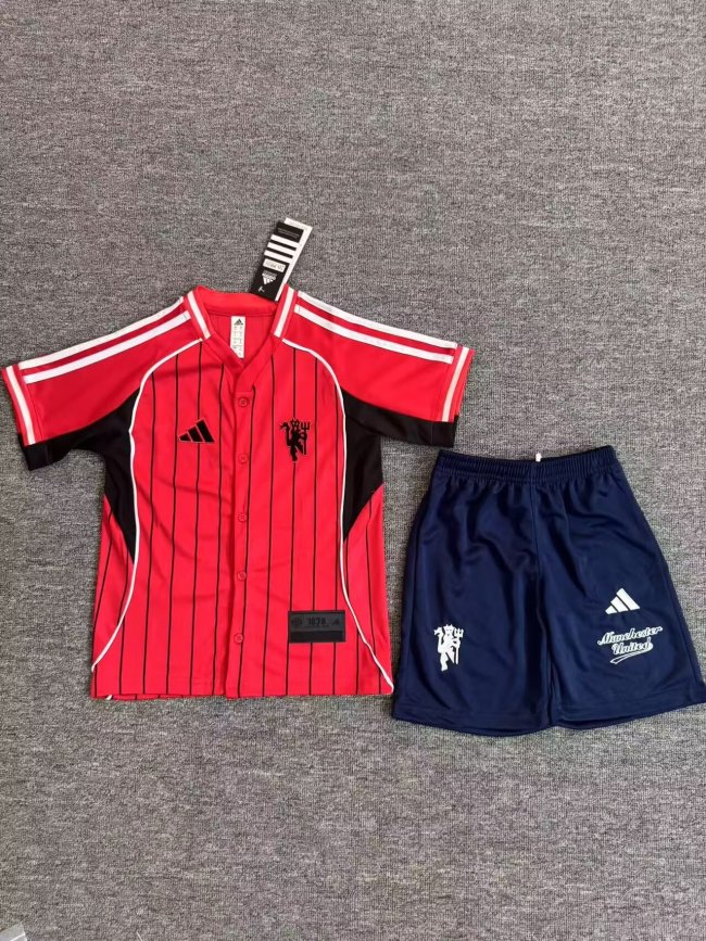 Youth Uniform Kids Kit 2025-2026 Manchester United Baseball Jersey MLB Shirt