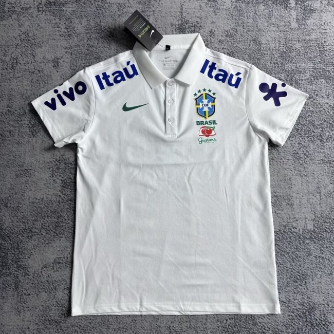 2025 Brazil White Soccer Polo Brasil Camisetas de Futbol