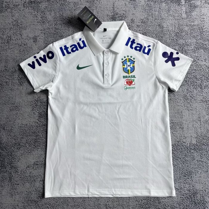 2025 Brazil White Soccer Polo Brasil Camisetas de Futbol