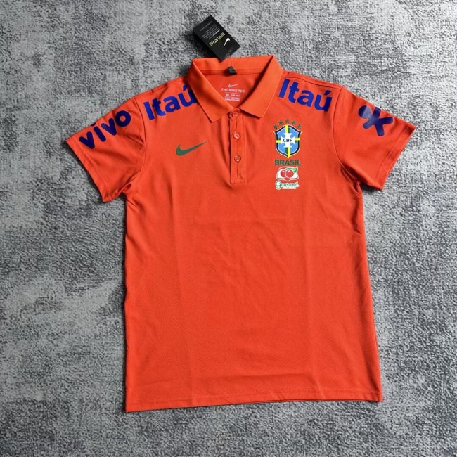 2025 Brazil Orange Soccer Polo Brasil Camisetas de Futbol