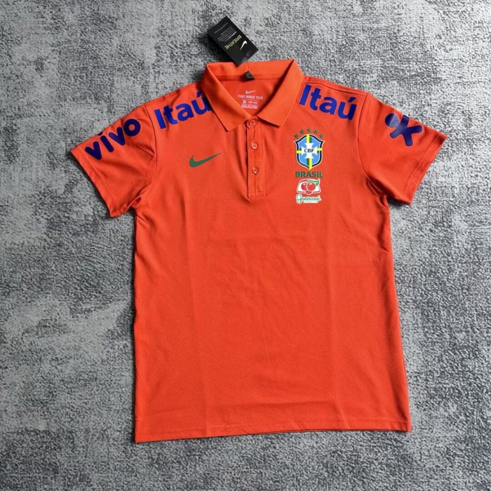 2025 Brazil Orange Soccer Polo Brasil Camisetas de Futbol