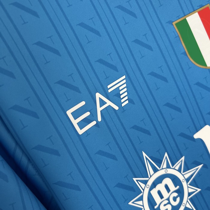 with Scudetto Patch Fan Version 2025-2026 Calcio Napoli Home Football Shirt Napoles Soccer Training Jersey