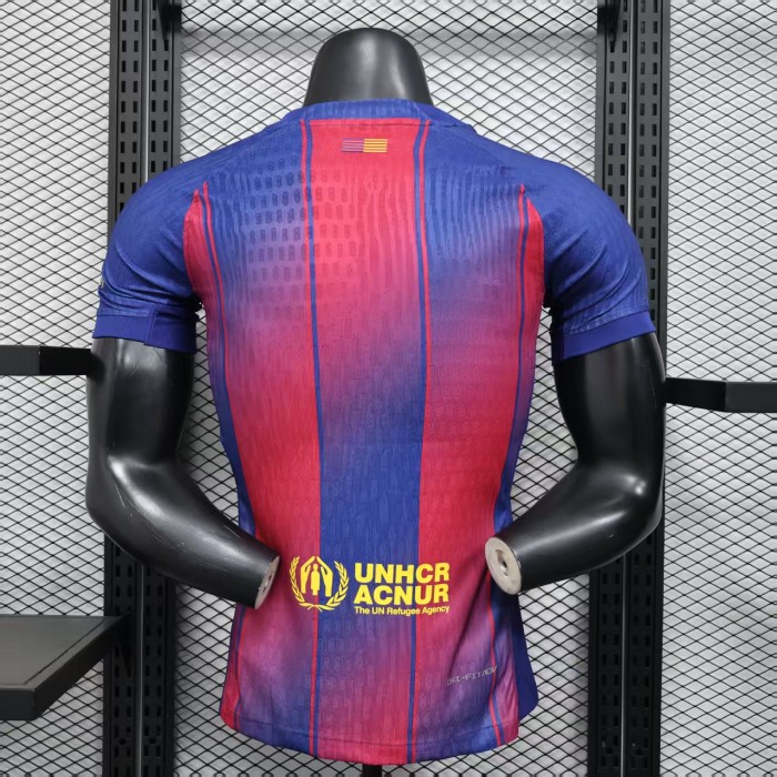 without Sponor Logo Barca Camisetas de Futbol Player Version 2025-2026 Barcelona Home Soccer Jersey