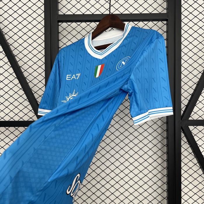 with Scudetto Patch Fan Version 2025-2026 Calcio Napoli Home Football Shirt Napoles Soccer Training Jersey