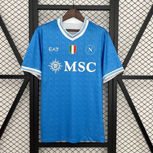 with Scudetto Patch Fan Version 2025-2026 Calcio Napoli Home Football Shirt Napoles Soccer Training Jersey