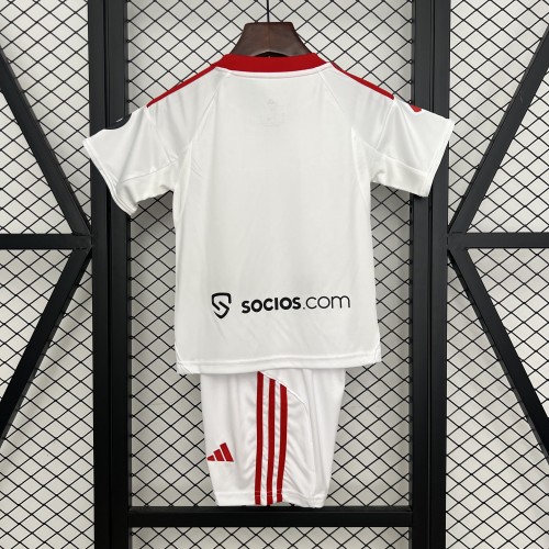 with Sponor Logo+Laliga Patch Youth Uniform Kids Kit Sevilla 2025-2026 Home Soccer Jersey Shorts Child Football Set