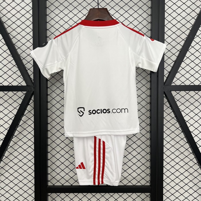with Sponor Logo+Laliga Patch Youth Uniform Kids Kit Sevilla 2025-2026 Home Soccer Jersey Shorts Child Football Set