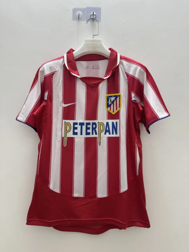 with Sponor Logo+LFP Patch Retro Jersey 2003-2004 Atletico Madrid Home Soccer Jersey Vintage Football Shirt