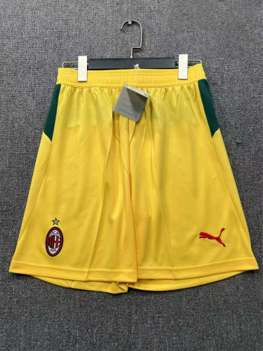 Fan Version 2025-2026 Ac Milan Third Away Yellow Soccer Shorts Football Shorts