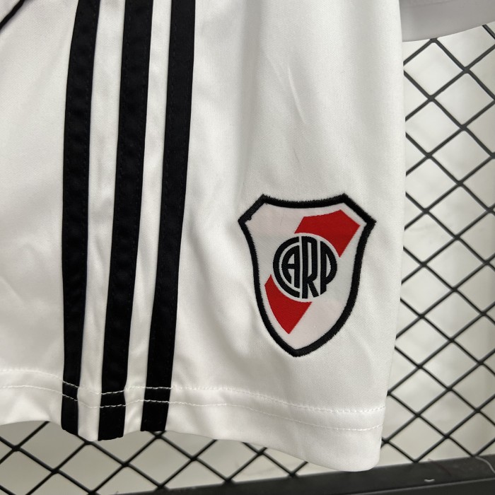 without Sponor Logo Youth Uniform Kids Kit 2025-2026 River Plate Home Soccer Jersey Shorts Child Football Set